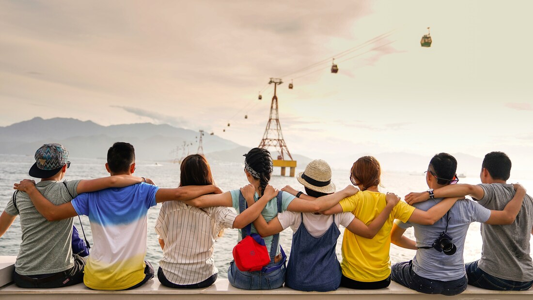 Group of travelers on vacation together
