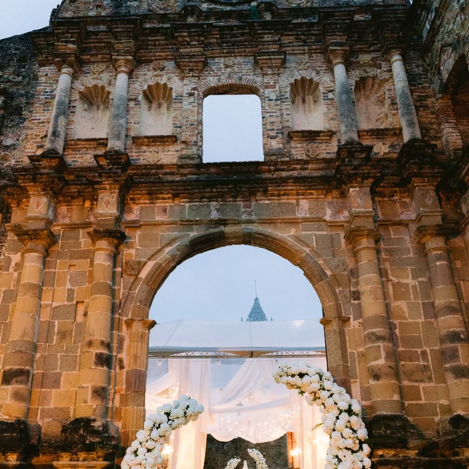 Destination wedding celebration with guests